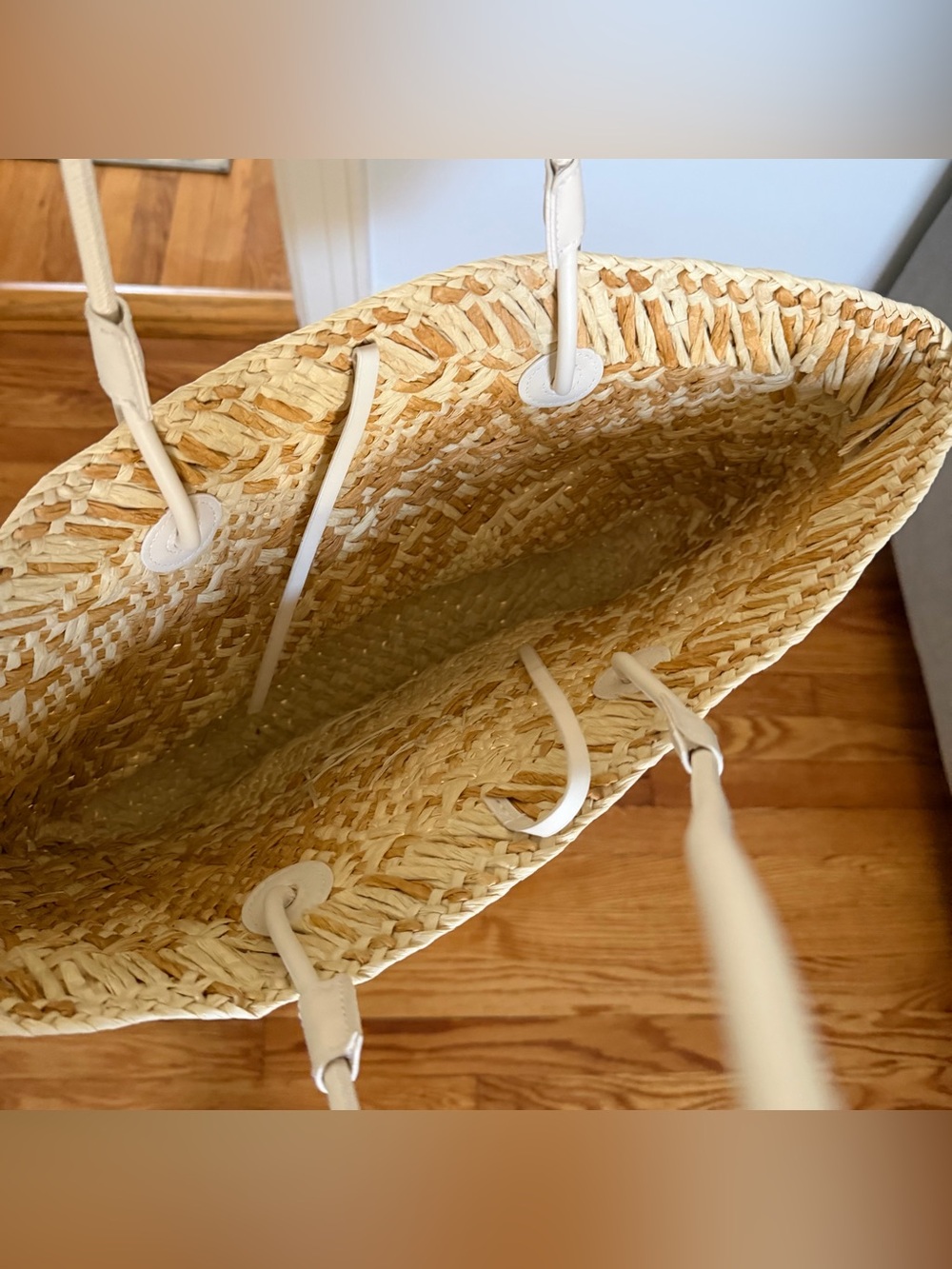 Straw Shoulder Anagram Bucket Beach Bag NWT - Picture 3 of 6